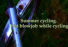 Young 18+ Guy Gives Hot Blowjob While Cycling In Summer