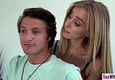 Blonde stepsister practices cpr on stepbro and gets fucked