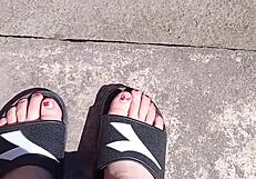Feet Relaxing In The Sun Before A Professional Pedicure Treatment