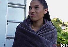 Eden west strips clothes for doggystyle with huge cock.