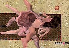 Three Cute Girls Explore Lesbian Passions In Animated 3D