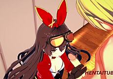 Genshin impact hentai amber handjob blowjob boobjob fucked cum mouth pussy