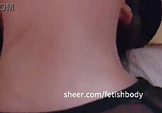 Female submissive gagged on huge dildo in throat fetish scene