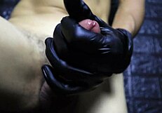 intense asmr cock massage with gloves on big cock