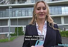 Hot Hotel Worker Emotionally Sucks And Fucks Monster Cock In Public Toilet POV