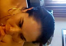 Whore intensely sucking big black cock