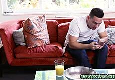 Busty blonde stepsister gets blowjob and bent over in doggystyle fucking with missionary riding on holiday vacation. Loving stepbrother pounds her big tits.