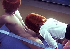 My hero academia hentai - uraraka blowjob and threesome with momo on the train. She sucks cock and gets creampie in 3d hentai.