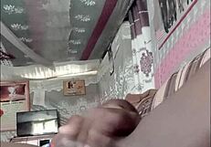 ebony slut masturbates until she squirts and gets a creampie from a black guy