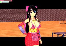 Big Tits Miko Swordsman Kai's Tit Massage Feels So Intense In This Hentai.