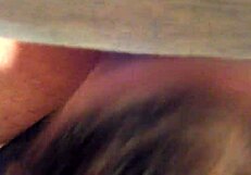 In a homemade setting, the wife delivers a sloppy blowjob with gagging, choking, and deepthroat before swallowing cum