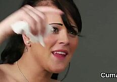 Nasty Idol Gets JIZZ LOAD on Face SUCKING Every Last Drop!