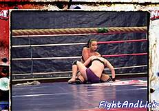 European babes wrestling hard in boxing ring 😍