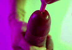 BDSM penis bondage with urethra vibrator fucking before cum in mouth