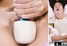 Up close petite 18+ jane wilde eye rolling hitachi orgasm masturbation solo close up interview