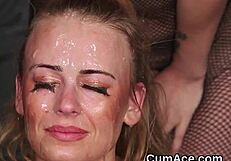 spicy beauty gets cumshot on face