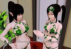 Curvy girls in sexy outfits at harem hotel.