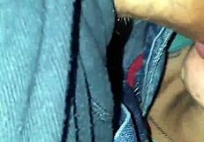 Latina babe giving head on porch