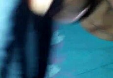 Latina babe giving head on porch