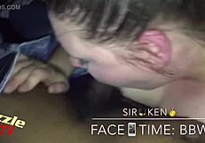 White bbw's sloppy blowjob with interracial passion