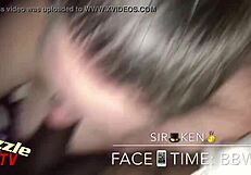 White bbw's sloppy blowjob with interracial passion