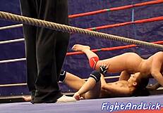 Why are busty babes wrestling naked in this ring?