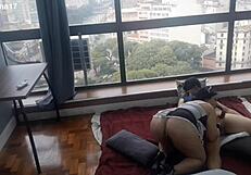 hey, watch me screw the hot maid at the window for all to see!