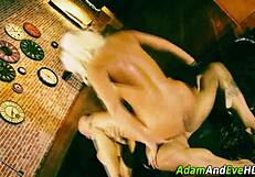 busty blonde bombshell starts with fingering and oral, then hardcore masturbation leading to cumshot on tits