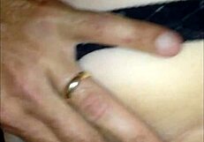 French amateur fucks in satin panties and lingerie, pussy pounding doggystyle POV