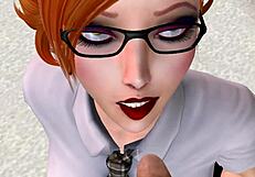 Redhead Boss in Glasses Uniform Sucks and Assfucks in 3D Office Fantasy
