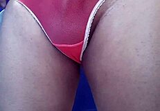 Masturbating with cousin's thong feels so good