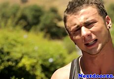 Sportive gym stud tugging his big dick hard 💪