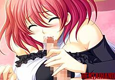 Busty Redhead Hentai Babe Gives Blowjob In Doggystyle And Missionary Positions