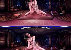 Curly Haired Babe Lacy Channing Bent Over for Bold Doggy Blowjob and Cumshot