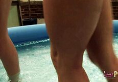 Intense rooftop sex with hot lesbian girls using huge dildos