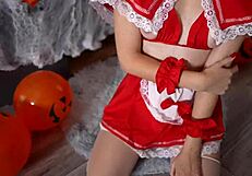 Little Red Riding Hood Fucks Tight Pussy With Dildo