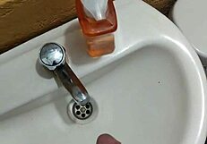 Wow! Young Guy with Good Cock Masturbates Hard in a Restaurant Bathroom!