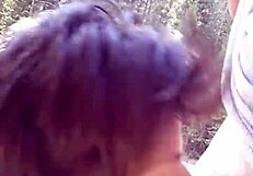 Petite latina sucks huge cock and swallows cum by riverfront