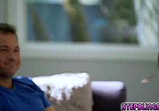 Stepsiblings Share Monster Cock in Group Blowjob Session