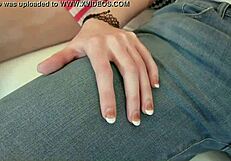 hot handjob for step brother while gaming together.