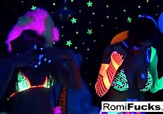 Romi Rain and Dani Daniels LICK EACH OTHER'S PUSSIES in Black-Light Fun!