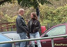 german stepmom enjoys a casual outdoor pickup adventure