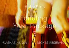 fondling your package with teasing dildo in shorts