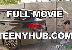 I watch the curvy teen at the car wash