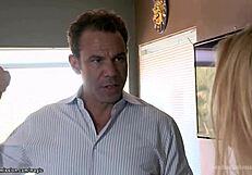 stepdad and brunette get kinky in bdsm play