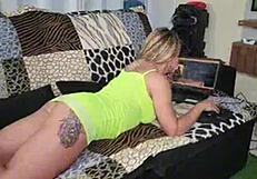 she couldn't resist sitting on his big cock after watching porn with her cousin