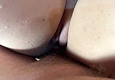 She sucks dick then gets fucked in her tight pussy up close.