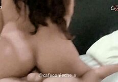 Skinny latina rides and moves her big ass during quickie sex, cumming inside