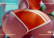 Overwatch Tracer Rides Cock Cowgirl Style at Public Beach, Creampie.