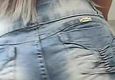 blonde strips and rips clothes while twerking on friend's cock